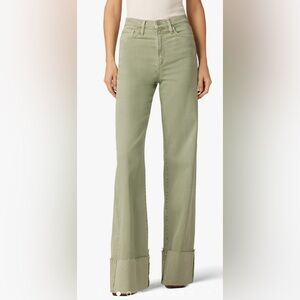 JOE’S JEANS Khaki Green High Waist Wide-Leg Flare Women's Jeans
